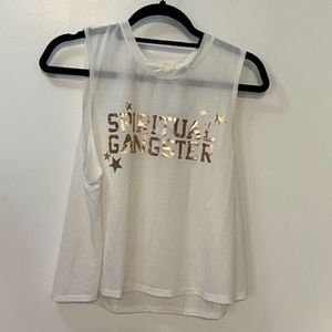 WHITE AND GOLD SPIRITUAL GANGSTER TANK TOP